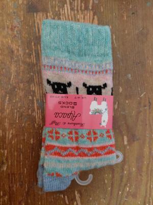 Ladies Alpaca Blend Feathers & Fluff Socks - Green Top photo