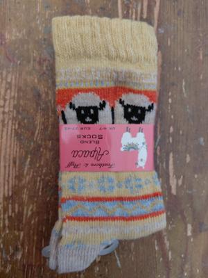 Ladies Alpaca Blend Feathers & Fluff Socks - Yellow Top photo