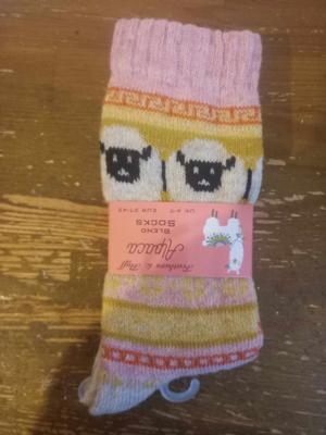 Ladies Alpaca Blend Feathers & Fluff Socks - Pink Top photo