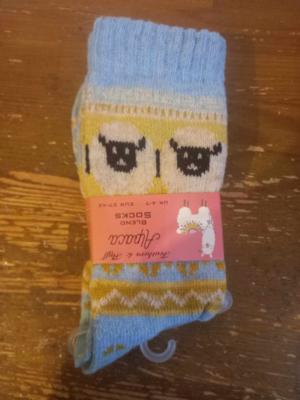 Ladies Alpaca Blend Feathers & Fluff Socks - Blue Top photo