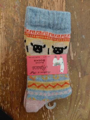 Ladies Alpaca Blend Feathers & Fluff Socks - Blue Top photo