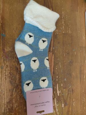 Womens Soft Snug Blue Wool Blend Sheep Socks Sz 4-7 photo